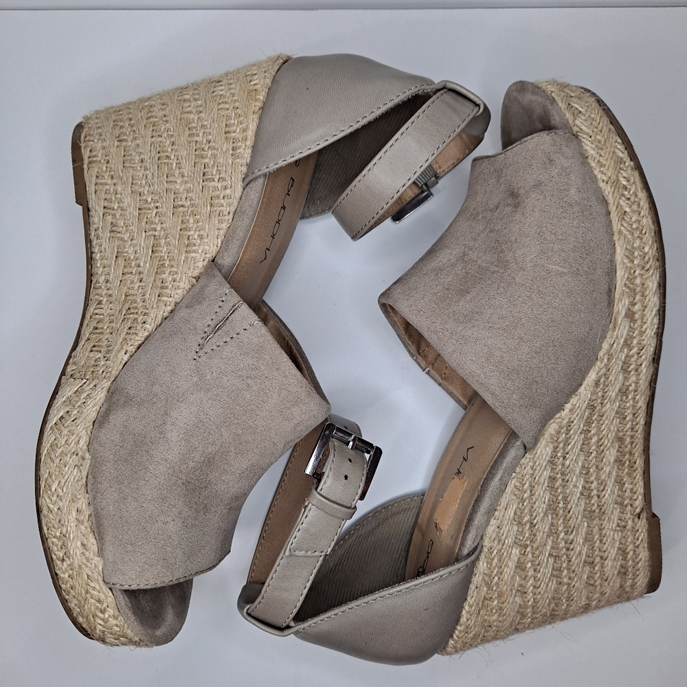 Big Buddha grey ankle strap wedge espadrille